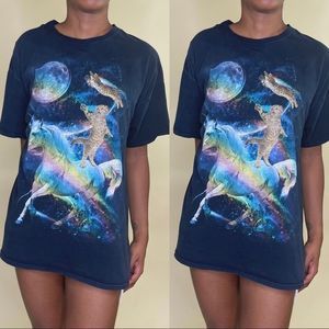 Vintage unicorn cat graphic tee sz M